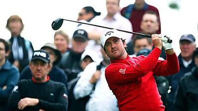 Graeme McDowell tees off at the Scottish Open.