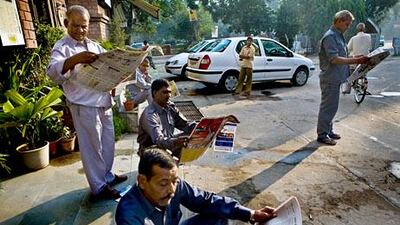 With the literacy rate growing by 3.2 per cent between the fourth quarter of last year and the second quarter of this year, more Indians are reading newspapers and magazines. Suzanne Lee for The National