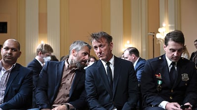 US actor Sean Penn, centre, attends the fifth hearing by the House Select Committee to Investigate the January 6 Attack on the US Capitol, in Washington, DC. AFP
