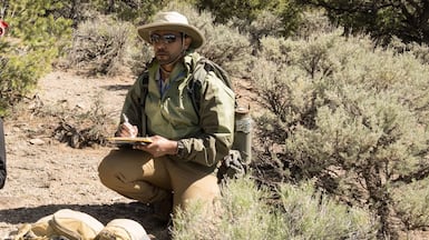 UAE astronaut Hazza Al Mansouri posted this photo of Nasa's geology training in New Mexico