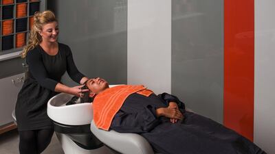 The washing station's flat bed at Marquee hair salon in Eastern Mangroves Promenade, Abu Dhabi and Arabian Ranches Golf Club, Dubai (Courtesy Marquee)