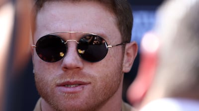 Canelo Alvarez on the red carpet before a press conference ahead of his super middleweight fight against Caleb Plant on November 6. AFP