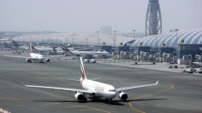 An Emirates Airline passenger jet taxis on the tarmac at Dubai International airport. Passengers numbers continue to grow at the airport. AP Photo/Kamran Jebreili