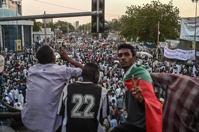 Sudanese protesters in the capital Khartoum. Ozan Kose / AFP