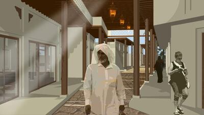 An artist’s iIlustration of the Souq Salih project. The first stage will be finished by the end of the year. Courtesy Ajman Municipality