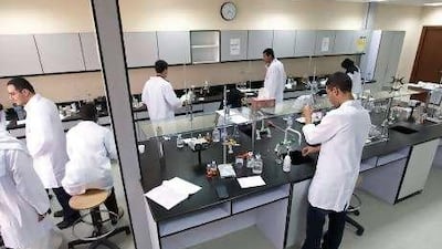 Students work in one of the laboratories in Ras Al Khaimah.