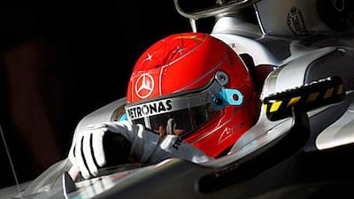 Michael Schumacher sits in the Mercedes GP car that he hopes will give him the platform to fight for an eighth world championship.