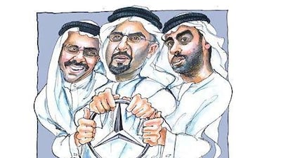 Mohamed Al Fahim, Rashid al Fahim and Mohamed Abdullah al Fahim / illustration by Christopher Burke for The National
