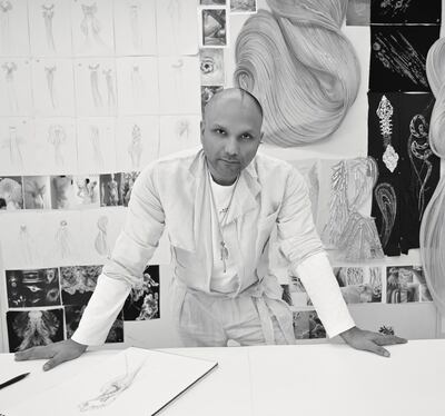 Indian couturier Gaurav Gupta in his atelier. Photo: Gaurav Gupta