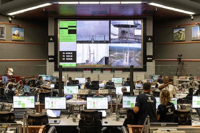 Engineers monitor the Ariane 6 launcher in French Guiana. A second flight is planned for December. AFP
