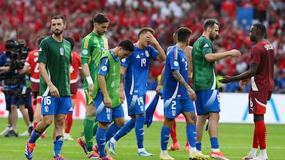 Mateo Retegui with Italy teammates after defeat to Switzerland in their Euro 2024 round of 16 clash. Getty Images