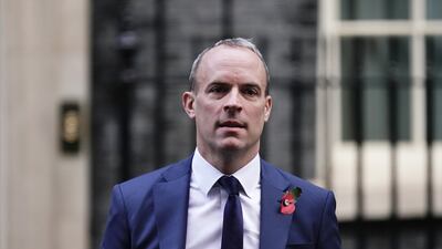 Deputy Prime Minister Dominic Raab leaves 10 Downing Street, London, following a Cabinet meeting. PA