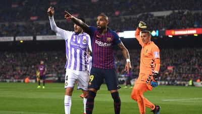 Barcelona's Kevin-Prince Boateng argues a decision. Getty Images