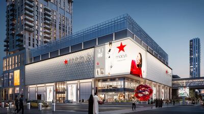 A rendering of Al Maryah Central Mall showing the original planned exterior for the first Macy's outside of the US. The shop has since pulled out. Courtesy Gulf Related