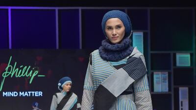 A model walks for designer Phillip. AFP