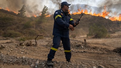 A wildfire in a forest near Vati village on the island of Rhodes. AP