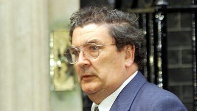 John Hume arrives at No 10 Downing Street before talks with Tony Blair on the Northern Ireland Good Friday peace talks crisis. EPA