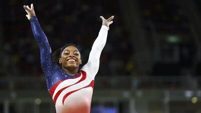 Simone Biles of USA after competing on the vault during the women's gymnastics team final. Mike Blake / Reuters / August 9, 2016