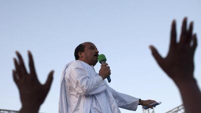 Incumbent presidential candidate Mohammed Ould Abdel Aziz speaking at a campaign rally in Nouakchott on June 19, 2014. Joe Penney/Reuters