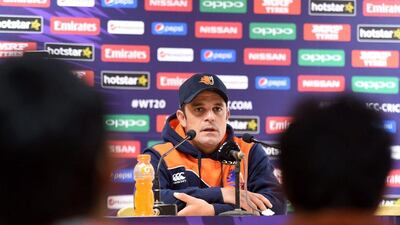 Netherlands cricket captain Peter Borren speaks to media. AFP / ND-MV