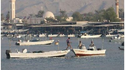 From the water, the Rams harbour is an idyllic scene of palms, creamy minarets and UAE flags.