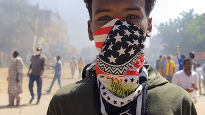 Protesters march during a rally against military rule in Khartoum, Sudan, on Tuesday. Reuters
