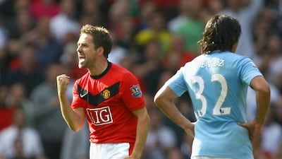 ichael Owen celebrates his last-minute winner against Manchester City in a 4-3 win at Old Trafford on September 20, 2009. Alex Livesey / Getty