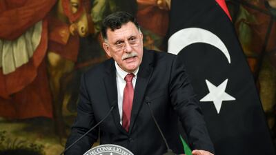 Libya's UN-backed prime minister Fayez Al Sarraj speaks addresses a joint press conference with Italian prime minister Paolo Gentiloni after their meeting at Palazzo Chigi in Rome on July 26, 2017. Andreas Solaro / AFP