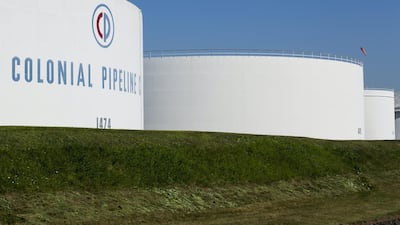 Fuel tanks at a Colonial Pipeline station in Maryland. The pipeline delivers about half of the fuel consumed along the US Gulf Coast. Reuters