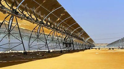 The Shams 1 solar power station near Madinat Zayed. Christopher Pike / The National