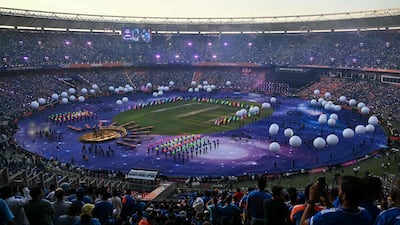 Spectators watch as Puerto Rican singer Ricky Martin performs before the start of the T20 Cricket World Cup final. AFP