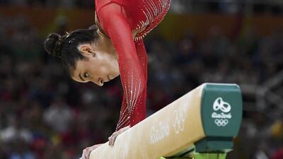 Aly Raisman of USA competes on the beam during the women’s gymnastics individual all-around final at the 2016 Rio Olympics at Rio Olympic Arena on August 11, 2016 in Rio de Janeiro, Brazil. Dylan Martinez / Reuters