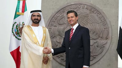 Sheikh Mohammed and Mexico’s President attended the signing ceremony of a number of agreement to protect and encourage investment between the two parties. The agreements were inked by Sheikh Abdullah and Mexican Secretary of Economy, Ildefonso Guajardo Villarreal. Wam