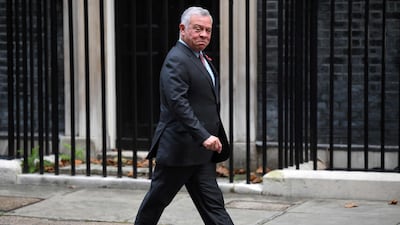 King Abdullah arriving at 10 Downing Street. AFP