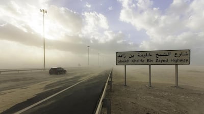 Motorists should drive at lower speeds in blustery conditions as wind can lesson a vehicle’s traction. Christopher Pike / The National