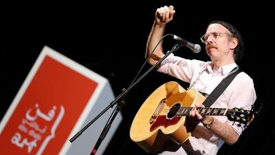 Martin Creed during his talk at Abu Dhabi Art Artist Talk: What is Art? Courtesy of The Cool Box and Abu Dhabi Art