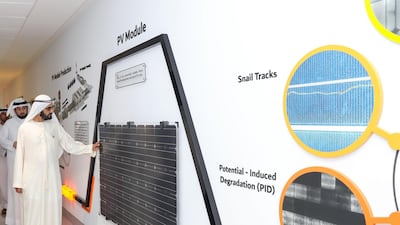 Sheikh Mohammed bin Rashid, Vice President and Ruler of Dubai, inaugurates Dubai Electricity and Water Authority’s Research and Development Centre at the Mohammed bin Rashid Al Maktoum Solar Park in Dubai. Wam
