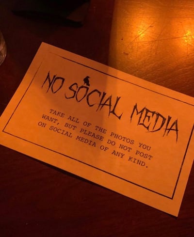 The 'no social media' flyer that was circulated at Kendall Jenner's 25th birthday celebration. Twitter / jeonlvr