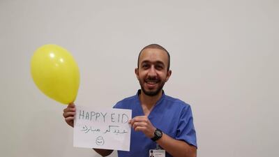 Mohamed Hegazy, a nurse at King's College Hospital, spent his Eid at the intensive care unit with Covid-19 patients. Courtesy: Mr Hegazy