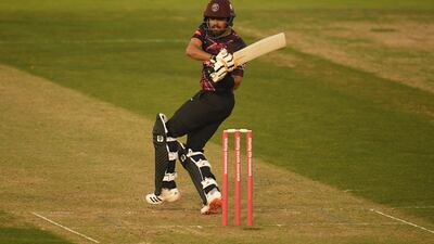 Babar Azam of Somerset pulls the ball for four. Getty