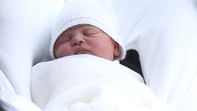 The newborn son of Prince William, Duke of Cambridge and Catherine, Duchess of Cambridge as they depart the Lindo Wing at St. Mary's Hospital on April 23, 2018 in London, England. (Chris Jackson/Getty Images)