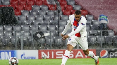 Kylian Mbappe scores PSG's first goal. Reuters