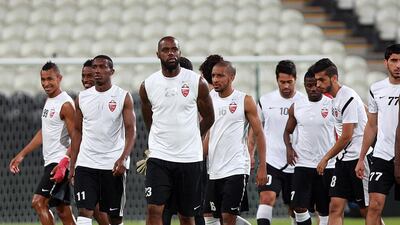 While Grafite, centre, may be on the wrong side of 30, he believes he can match his younger teammates in the physical fitness department. Satish Kumar / The National