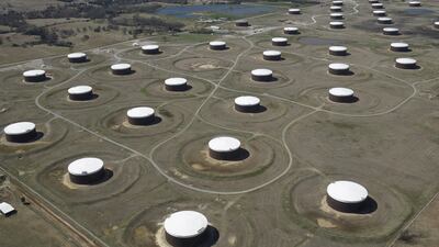 Crude storage tanks at Cushing, Oklahoma. Reuters