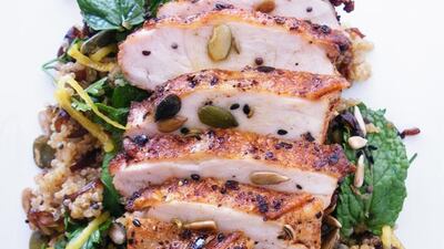 Sumac Chicken and Quinoa Salad by Adrian Bandyk, executive chef at Ghaf Kitchen. Courtesy Ghaf Kitchen