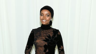 Halima Aden arrives at the 2020 Elton John Aids Foundation Oscar Viewing Party on February 9, 2020, in California. AFP
