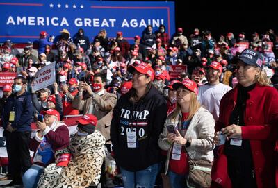 Supporters listen to US President Donald Trump speak at a Make America Great Again rally in Johnstown, Pennsylvania on October 13, 2020. AFP