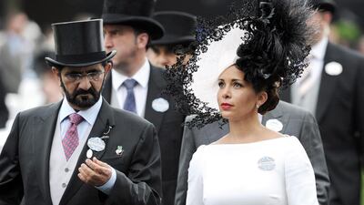 Sheikh Mohammed Bin Rashid Al Maktoum and Princess Haya Bint Al Hussein of Jordan attend Day 3 of Royal Ascot at Ascot Racecourse. Stuart C Wilson / Getty Images