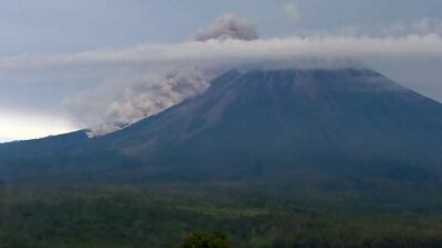 An eruption is seen on Mount Semeru in Lumajang, East Java, Inodensia. AFP