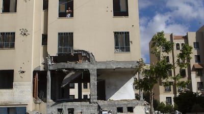 Damage to the apartment building in the UAE-funded $66m Sheikh Zayed City residential compound in Gaza. Heidi Levine for The National